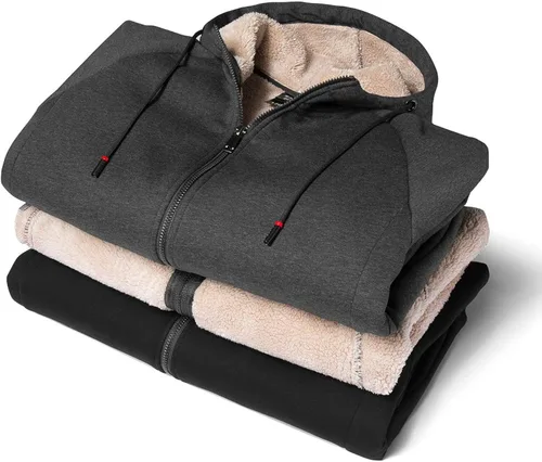 Vista 3 de Gihuo Chaqueta cálida con capucha y forro sherpa de invierno para hombre