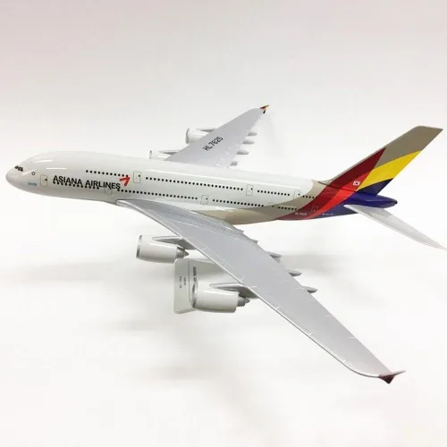 Vista 3 de ZEZEFUFU Simulación 1:400 Asiana Airlines A380 Avión Metal Avión Modelo para Colección Regalo Aviación Ciencia Exposición