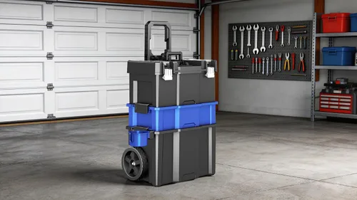 Vista 7 de AIRAJ - Caja de herramientas con ruedas, caja de herramientas apilable