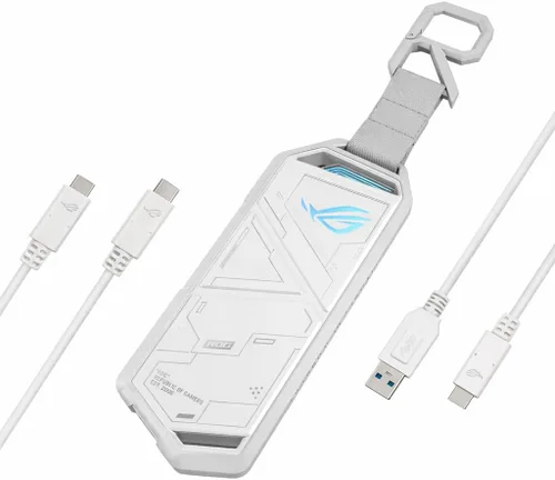 Vista 24 de ASUS Cobble M.2 NVMe® PCIe® Carcasa SSD portátil, USB-C® 3.2 Gen 2x1, velocidades de transferencia de hasta 10 Gbps, resistencia al agua y al polvo