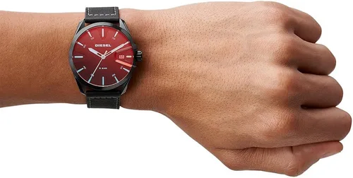 Vista 2 de Diesel Reloj analógico de cuarzo para hombre con correa de cuero DZ1945 negro correa Negro - Correa