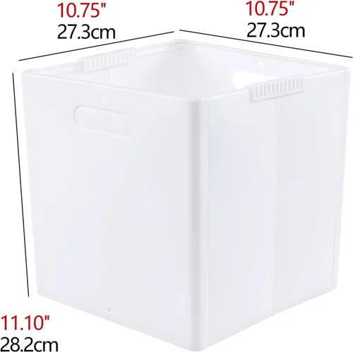 Vista 2 de Paquete de 4 cubos plegables de plástico, color blanco Foldable Cube Storage Bins, 11" Storage Cube Organizer, Collapsible Bins for Organization
