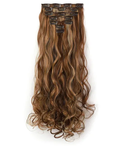 Vista 9 de OneDor® Extensiones de cabello sintético rizado de 20 pulgadas, 7 unidades, 4.53 oz (#99J rojo vino)