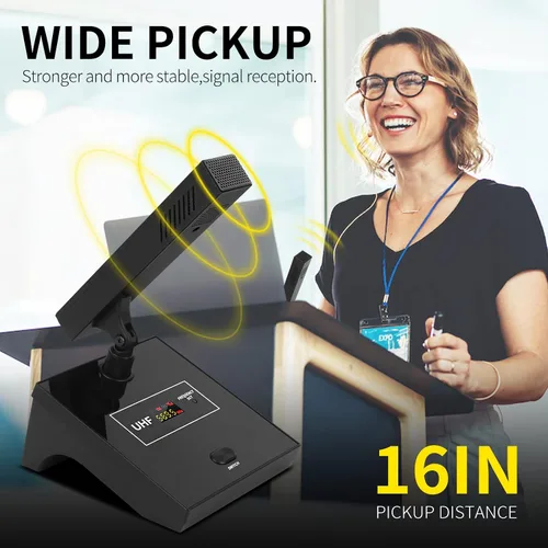 Vista 4 de XTUGA Sistema de micrófono inalámbrico YT8, UHF 8 canales cuello de cisne inalámbrico sistema de micrófono, micrófonos de conferencia de escritorio