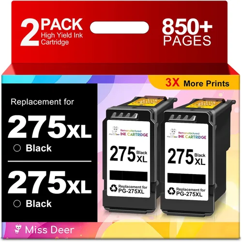 Vista 9 de Miss Deer Paquete de 2 cartuchos de tinta 275 y 276, repuesto compatible para Canon PG-275XL CL-276XL XL de alto rendimiento, para impresoras Pixma