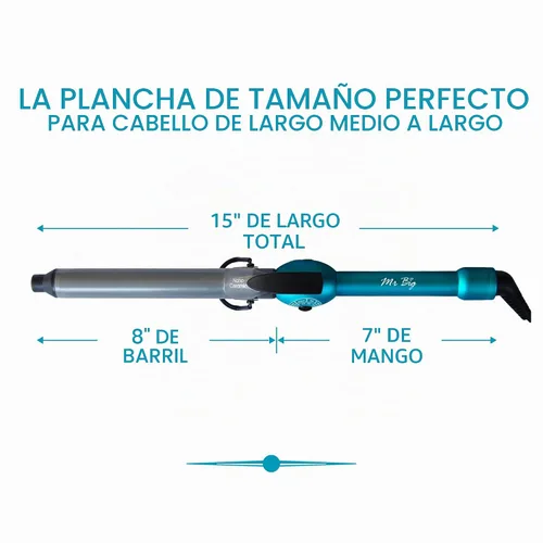 Vista 4 de Mr Big Curling Iron, Junior con barril de 8 pulgadas, rizadores de estilo XL más largos para cabello largo, cerámica triple plateada, rizos