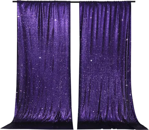 Vista 48 de PartyDelight Cortinas de Fondo de Lentejuelas 2 Paneles Negro 5 Pies x 10 Pies Telón de Fondo para Fotografía Cortina de Boda Eventos Especiales
