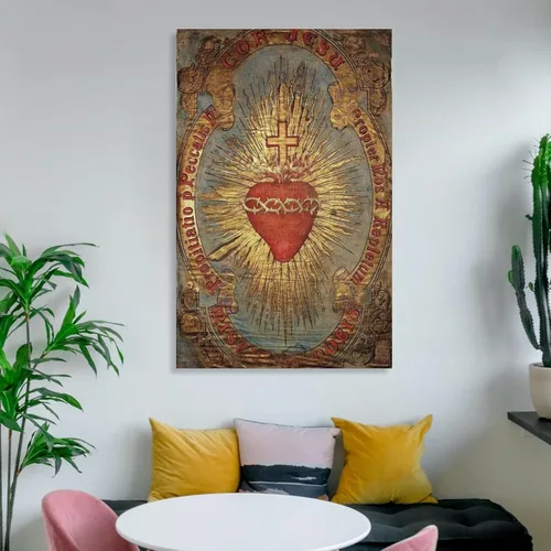 Vista 6 de ZHENNAN Póster en lienzo con diseño de corazón sagrado de Jesús (26), impresiones artísticas para colgar fotos para regalo, decoración del hogar