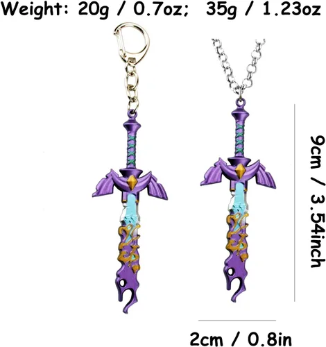 Vista 2 de The Legend of Zelda - Collar con colgante de espada maestra para cosplay, collar con etiqueta de ojo de Sheikah, regalo para hombres fanáticos