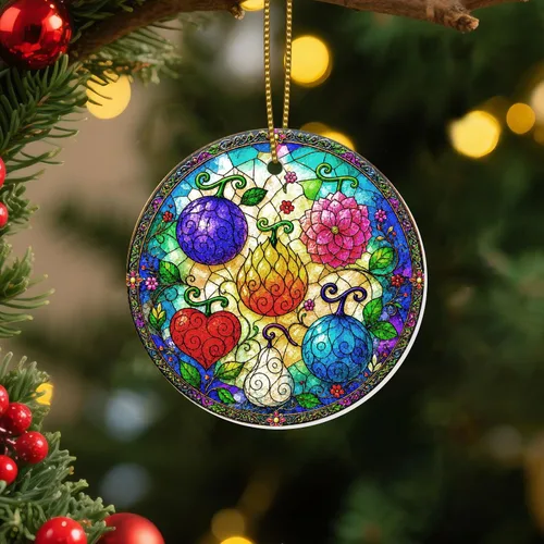 Vista 28 de Adornos Colgantes de Navidad Ho-Ho-Ho de 2 Lados Impresos 2025, Regalos de Terror de Navidad para Amantes de las Películas, Adorno de Cerámica