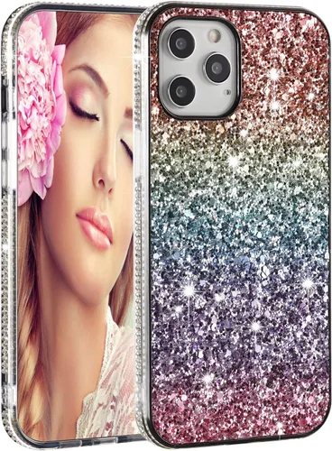 Vista 18 de Solomo Funda para iPhone 11 Pro, funda protectora gradual de arcoíris brillante de lujo con purpurina y parachoques de TPU suave para iPhone 11 Pro