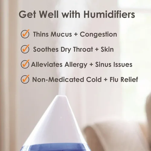 Vista 6 de Crane Top Fill - Mini humidificador para dormitorio y guardería, difusor de aceite esencial 3 en 1, luz para dormir, 0.5 galones, humidificador