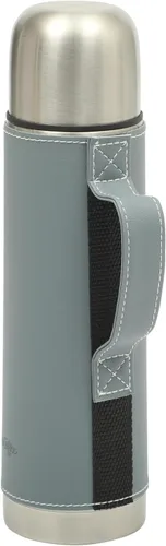 Vista 7 de Mr. Coffee Leatherette - Botella térmica de acero inoxidable de 23 oz - Frasco con aislamiento de doble pared con funda de cuero sintético y asa
