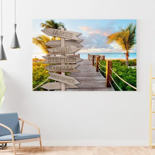 Vista 15 de Chiside Letrero de calle familiar con nombre, lienzo artístico para decoración del hogar, lienzo personalizado con nombres de familia, fecha