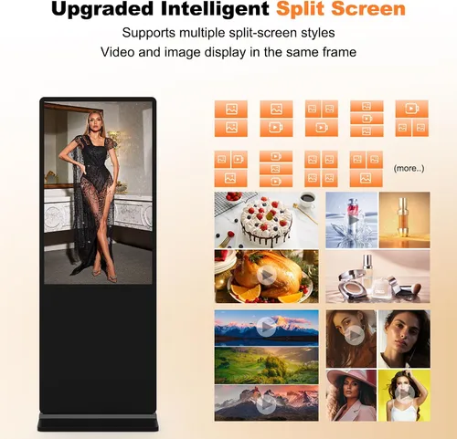 Vista 8 de Pantalla LCD IPS de 32 pulgadas para señalización digital interior, quioscos digitales de pie interactivos con WiFi, entrada HDMI/USB, reproductor
