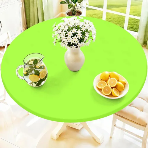 Vista 10 de Moosfor Mantel redondo de elastano, elástico ajustable impermeable para mesas de 18 a 24 pulgadas, mantel de picnic elástico lavable para Azul