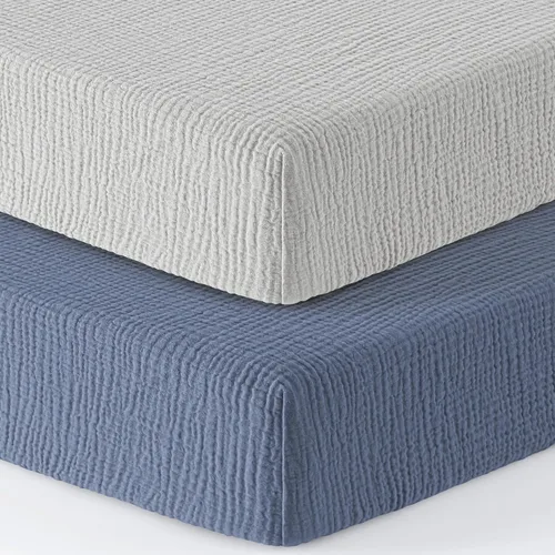 Vista 19 de Bearmoss Sábanas de muselina para mini cuna para Pack N Play - 100% algodón - 38"x26" Sábanas suaves y transpirables para corralito y cuna de bebé