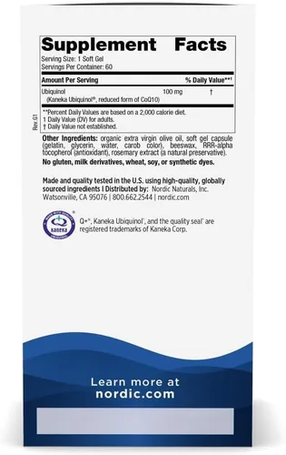 Vista 2 de Nordic Naturals Nordic CoQ10 Ubiquinol - 60 Mini Cápsulas Blandas - 100 mg de Coenzima Q10 (CoQ10) Ubiquinol - Salud del Corazón y el Cerebro