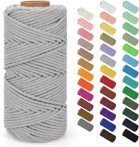 Vista 59 de Cuerda de macramé de 0.079 in x 220 yardas (656 pies), cuerda de algodón natural para colgar en la pared, ganchos de plantas, manualidades Verde