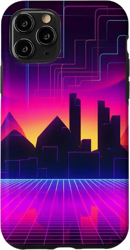 Vista 10 de Funda para iPhone 15 Retrowave 80s City Vaporwave Synthwave