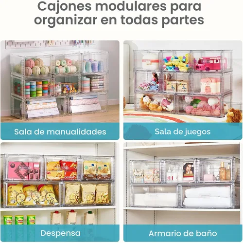Vista 7 de Vtopmart Juego de 5 cajones apilables de almacenamiento grandes y medianos