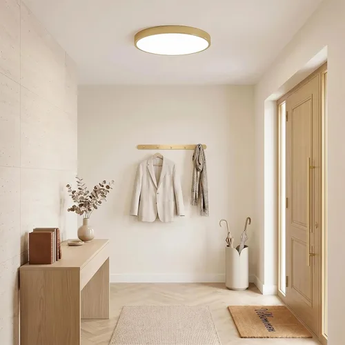Vista 6 de SOTTAE Lámpara de techo LED de metal dorado cepillado de 12 pulgadas, 3000-5000 K, 20 W, delgada, redonda, moderna, de perfil bajo, para dormitorio