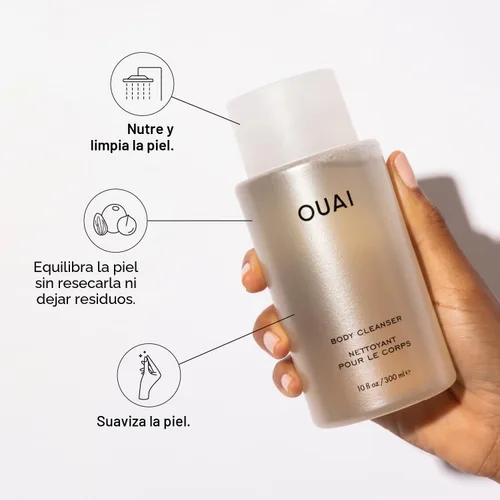 Vista 2 de OUAI Limpiador corporal, Dean Street, gel de baño espumoso con aceite de jojoba y aceite de rosa mosqueta para hidratar, nutrir, equilibrar