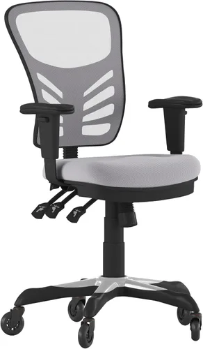 Vista 10 de Flash Furniture Nicholas Silla de oficina ergonómica giratoria ejecutiva multifunción de malla negra con brazos ajustables y ruedas de rodillo