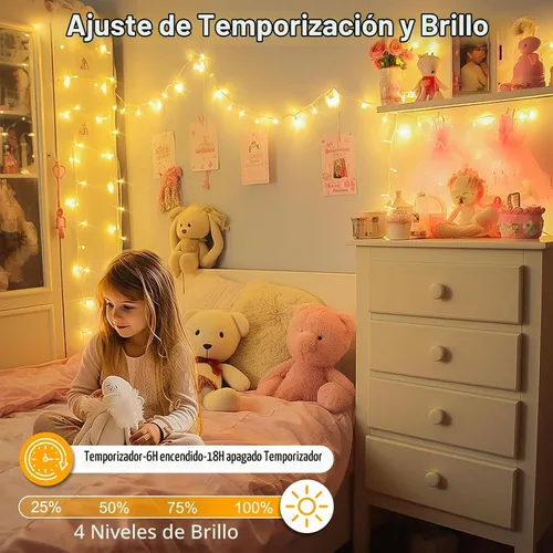 Vista 6 de Guirnalda de luces de Navidad de 70 pies con 200 luces LED enchufables, para interiores y exteriores, conectables, luces centelleantes de hadas