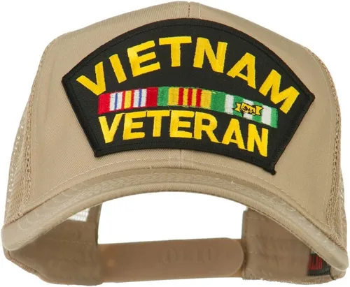 Vista 8 de e4Hats Gorra trasera de malla con parches militares de Vietnam Negro
