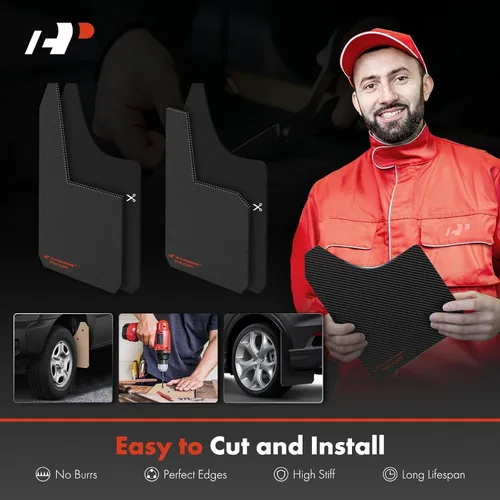 Vista 6 de A-Premium 2 unidades de protectores universales negros contra salpicaduras, aletas de barro, guardabarros, guardabarros, guardabarros, guardabarros