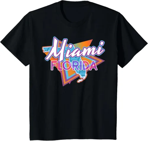 Vista 39 de Camiseta retro vintage de Miami Florida, Negro, S