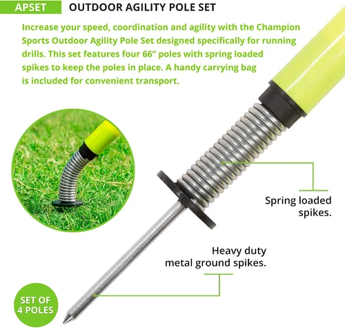 Vista 4 de Champion Sports Agility Training Pole & Hurdle Sets – Speed, Footwork & Coordination Drills, Indoor/Outdoor PVC Poles