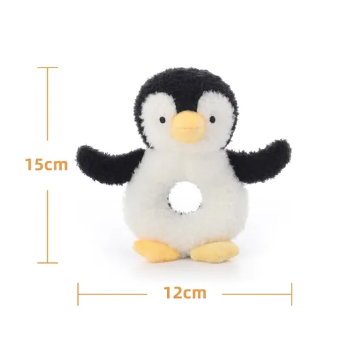 Vista 5 de Apricot Lamb Baby Lovey - Juguete suave de sonajero de pingüino, animal de peluche para recién nacido, suave de más de 0 meses