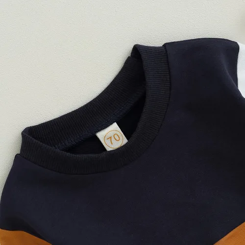 Vista 2 de Ayalinggo Conjunto de sudadera con cuello redondo y bloques de color para bebé y niño pequeño