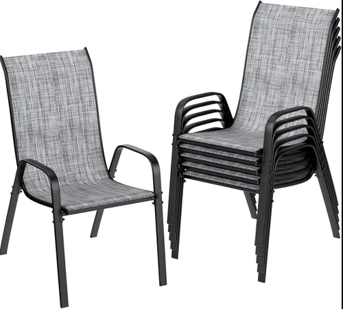 Vista 20 de MAMIZO Sillas de comedor para patio, silla Teslin apilable para todo tipo de clima, juego de sillas transpirables resistentes al aire libre