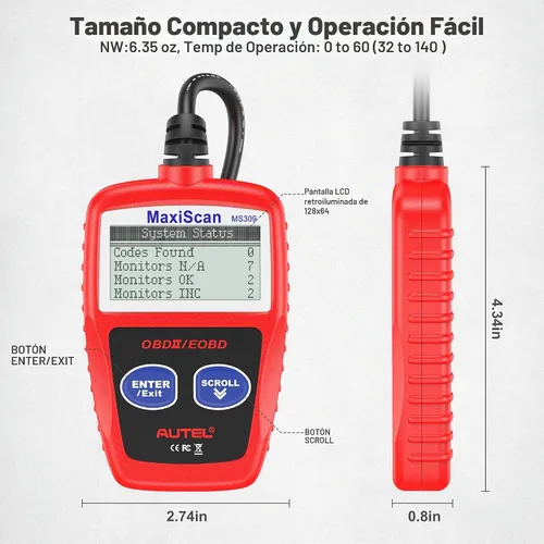 Vista 8 de Autel MaxiScan MS309 Can OBD-II Escáner de código de diagnóstico