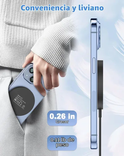 Vista 8 de Cargador Inalámbrico Magnético Mag Safe Almohadilla de Carga Compatible con iPhone 17/17 Pro Max/iPhone Air/16/15/15 Plus/14/13/12 Series, Cargador