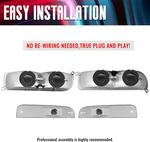 Vista 3 de ECOTRIC Luces de esquina + luces de señal compatibles con Jeep Cherokee XJ 1997-2001 solo luces de esquina transparentes y luces de señal