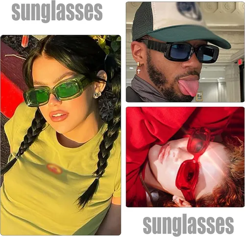 Vista 3 de DQbhzh Gafas de sol rectangulares Y2K de moda para mujeres y hombres gafas de sol retro de los años 90 gafas gruesas y gruesas protección UV400