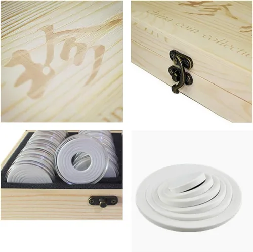 Vista 6 de Caja universal de colección de monedas de madera de 30 piezas, estuche de almacenamiento para monedas, contenedor de cápsulas para monedas, caja