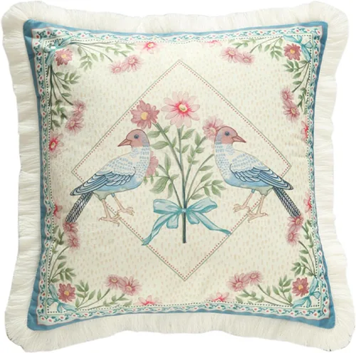 Vista 40 de patdrea Funda de almohada de terciopelo francés de diseño, 18 x 18 pulgadas Aviario