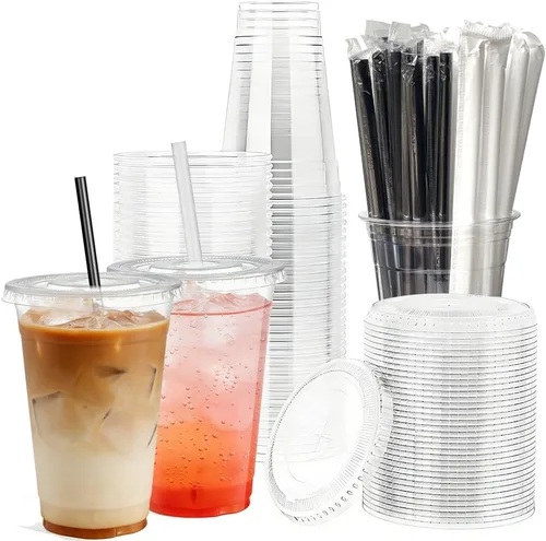 Vista 11 de 240 tazas pequeñas de plástico transparente para condimentos con tapas, recipientes de porciones de 1 oz, ideales para condimentos, aderezos