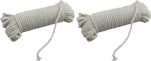 Vista 10 de Correa de algodón trenzada resistente de 100 pies para tendedero, aproximadamente #6, 1/4" 6 mm, multiusos para el hogar, barco, camping