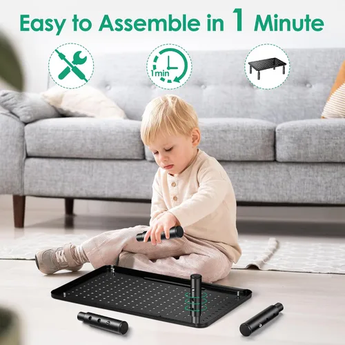 Vista 5 de La Jaco Elevadores de monitor para 2 monitores, soporte de monitor ajustable de 3 alturas con soporte para bolígrafo, elevador de monitor doble