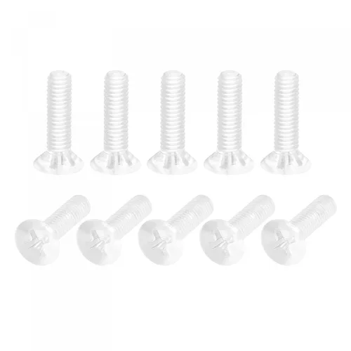 Vista 17 de uxcell Tornillos plásticos de la máquina Phillips de M4 x 19.7 ft m, pernos de máquina de cabeza plana de la PC transparentes 25pcs