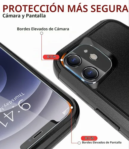 Vista 4 de Diverbox Funda para iPhone 12 [A prueba de golpes] [A prueba de caídas] [Protector de pantalla de vidrio templado], Funda de Protección Resistente