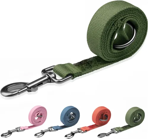 Vista 13 de Correa de perro beige para perros pequeños, 4 pies, 90% rayón derivado de bambú, correa de perro 10% poliéster, resistente y duradera, mango con una