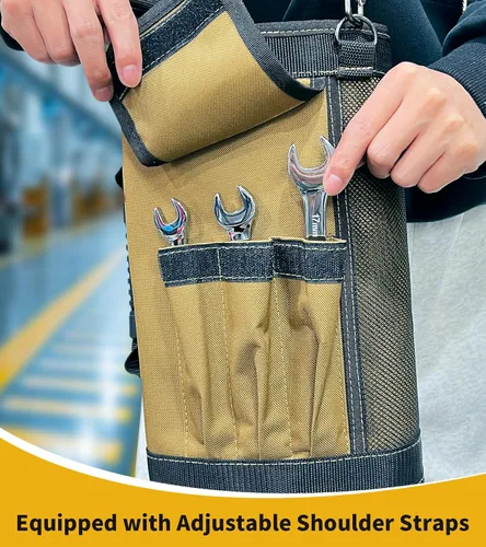Vista 6 de Organizador de bolsas enrollables para herramientas – Bolsa de herramientas enrollable portátil resistente con llave enrollable para mecánicos