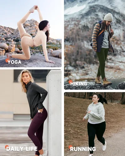 Vista 5 de GAYHAY Leggings con forro polar para mujer con bolsillos, resistentes al agua, térmicos, cálidos, de cintura alta, pantalones de entrenamiento